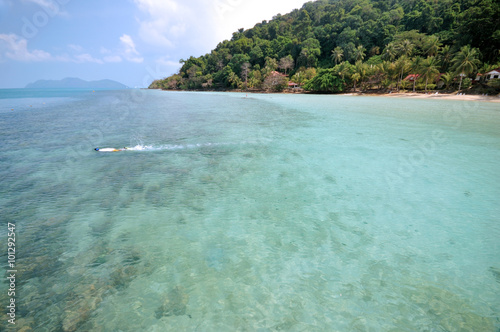 Swimming in the sea.