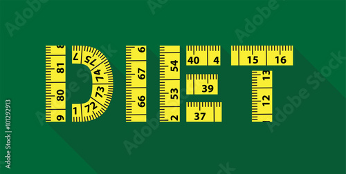Diet word with yellow measuring tape
