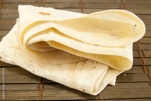 Large thin pita bread  isolated