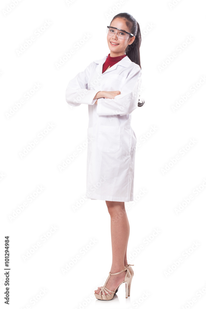 Full length of young scientist on white background. Full length of young scientist on white background.