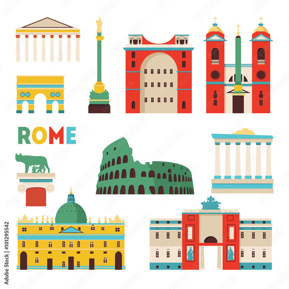 Rome monuments. Vector illustration