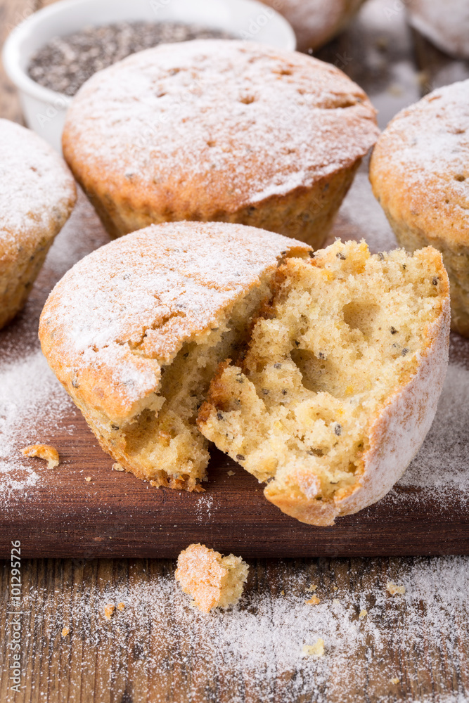 Naklejka premium Muffins with chia seeds
