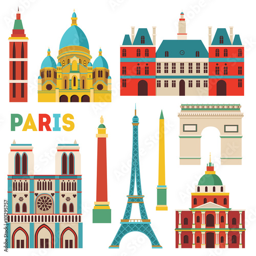 Photography Paris monuments. Vector illustration