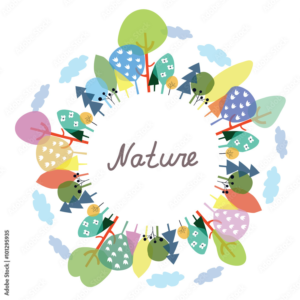 Nature frame with trees and plants