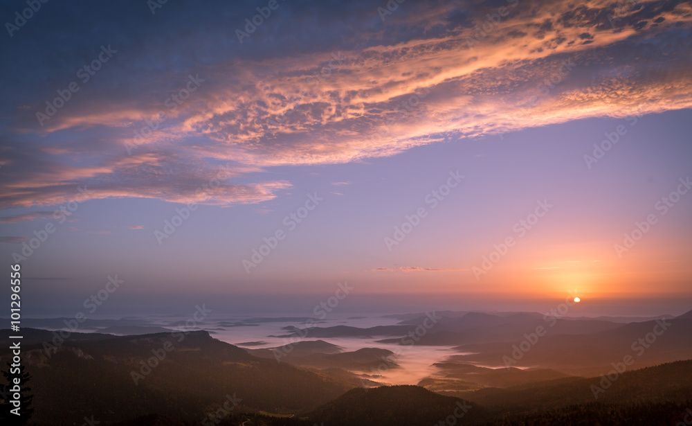 Sunrise on the mountain,jahorina