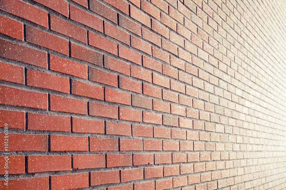 Fototapeta premium Background with perspective of red brick wall