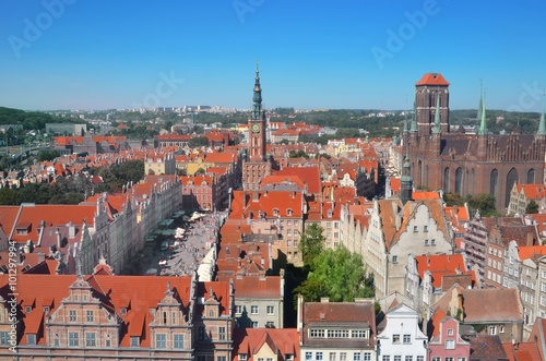 Top view on Gdansk (Danzig) old town in Poland