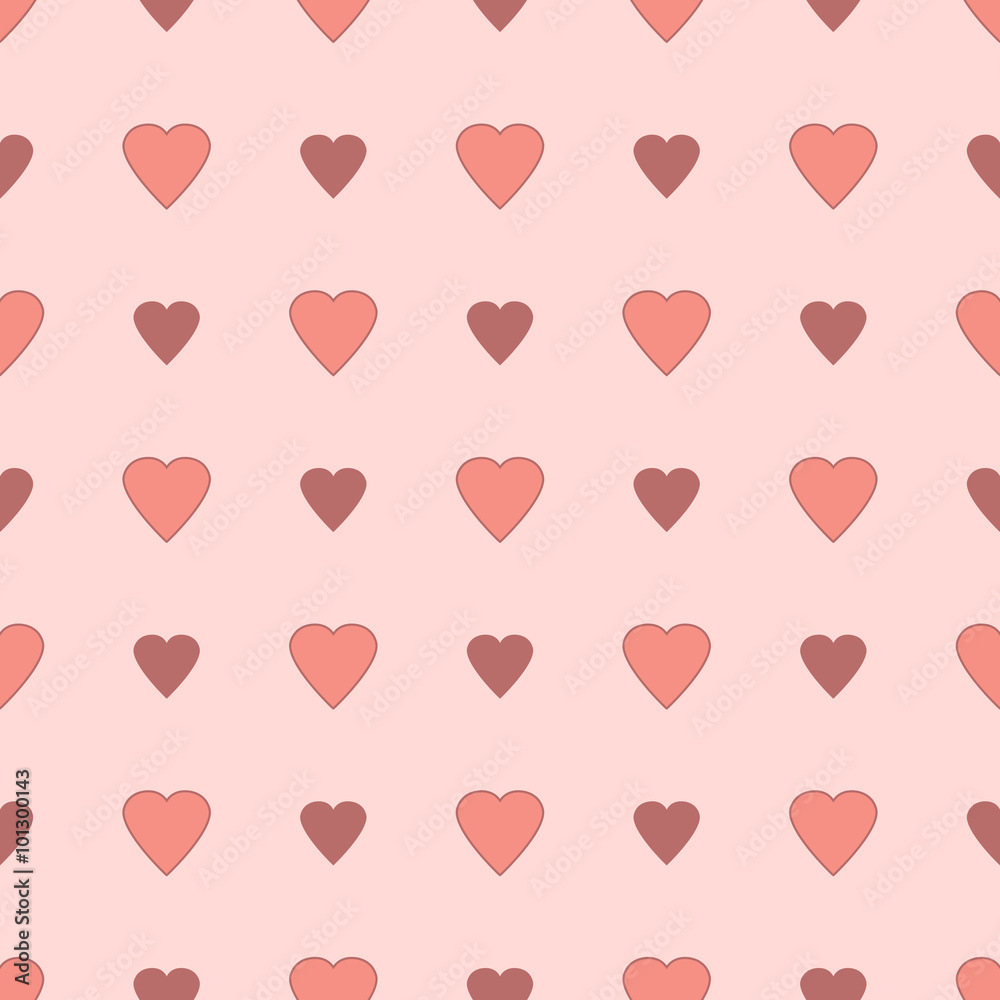 Simple and cute varicolored hearts seamless pattern. Vector illustration. Stylish Saint Valentine Day background. 