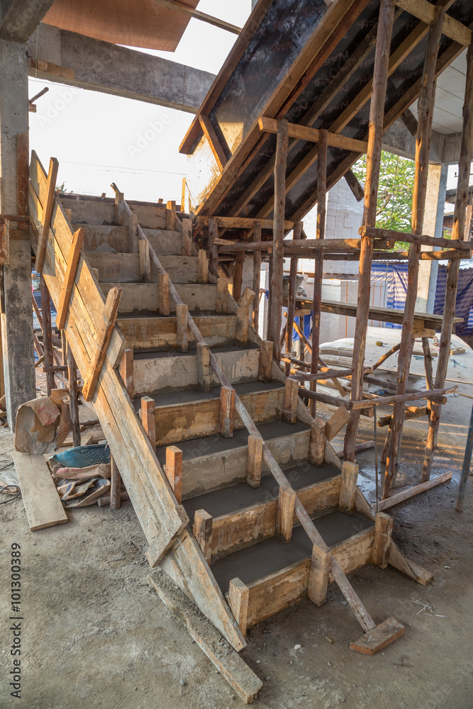 staircase cement concrete structure in residential house buildin