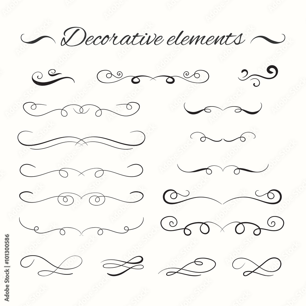 Hand drawn divders set. Ornamental decorative elements. Hand drawn divders set. Ornamental decorative elements.