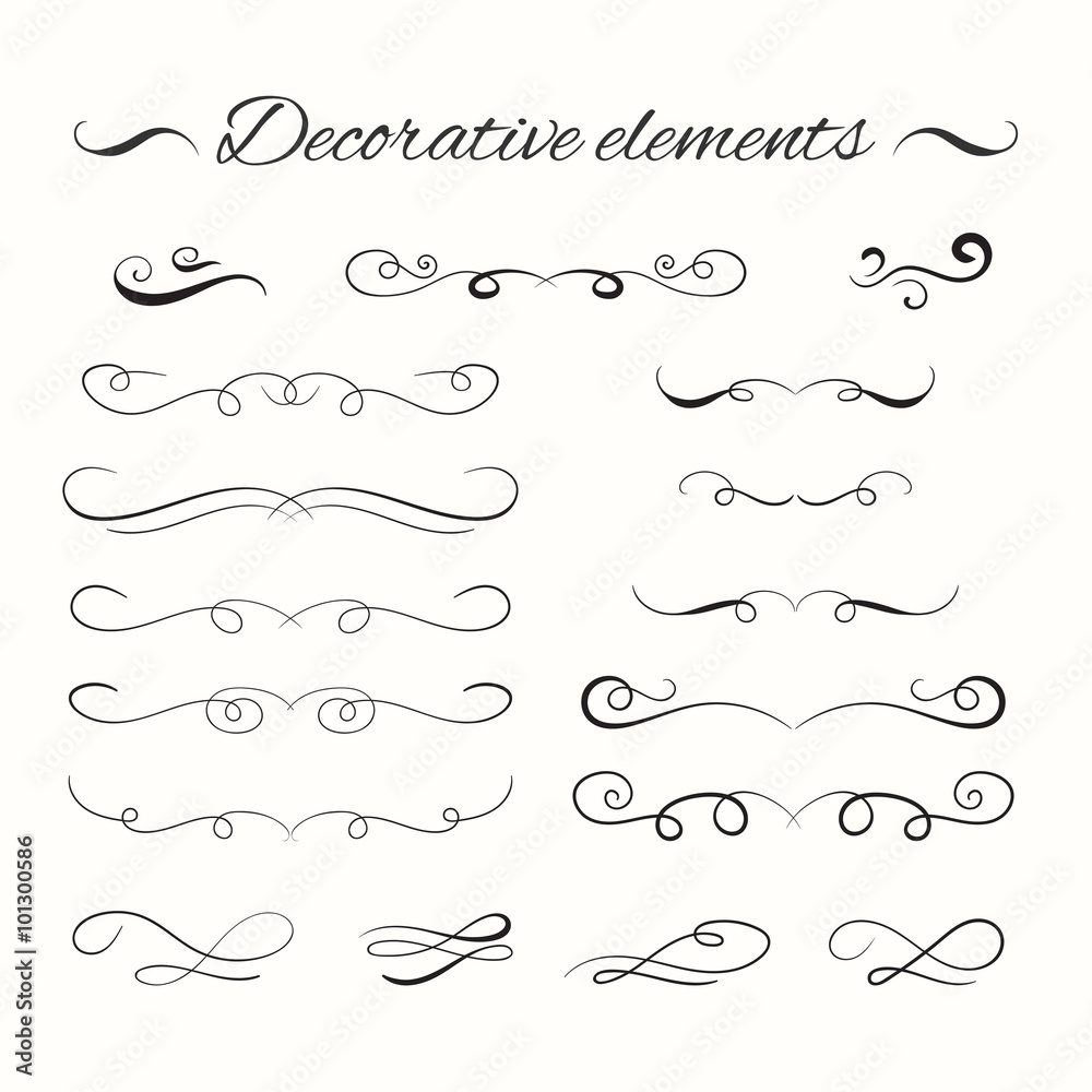 Hand drawn divders set. Ornamental decorative elements.