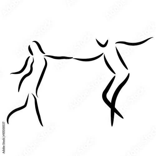 Dancing couple isolated silhouette 
