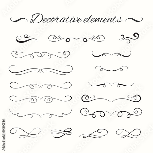 Hand drawn divders set. Ornamental decorative elements.