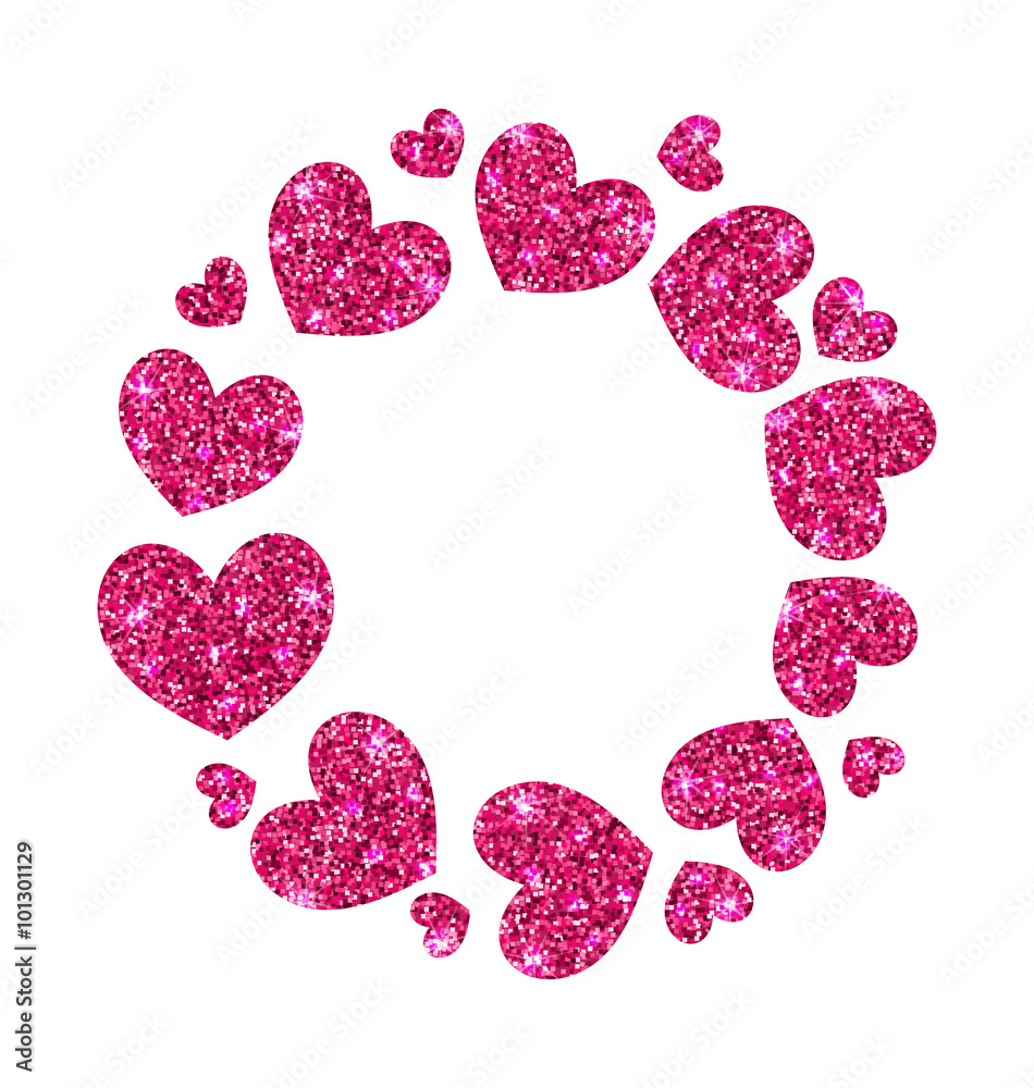 Frame from Pink Hearts with Glitter Background Frame from Pink Hearts with Glitter Background