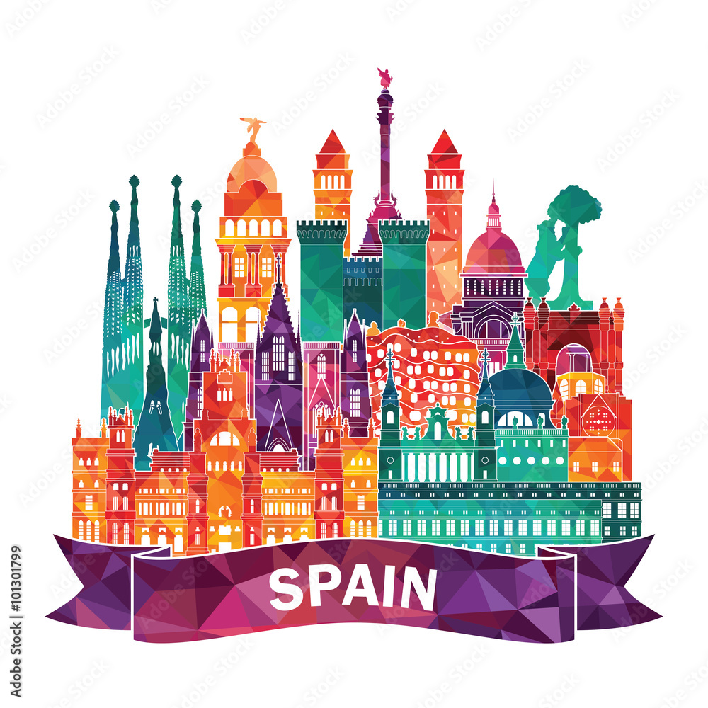 Spain detailed skyline. vector illustration