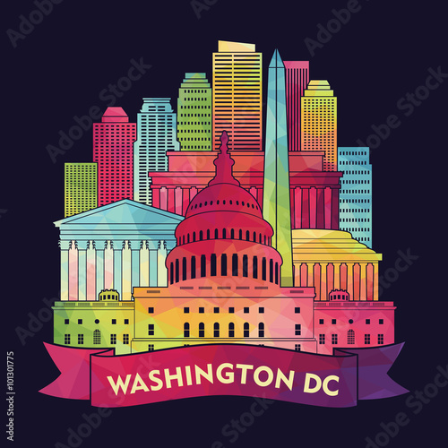 Washington, city architecture vector illustration, skyline city silhouette, skyscraper, flat design