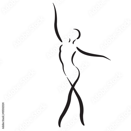 Sketched dancing woman isolated on white