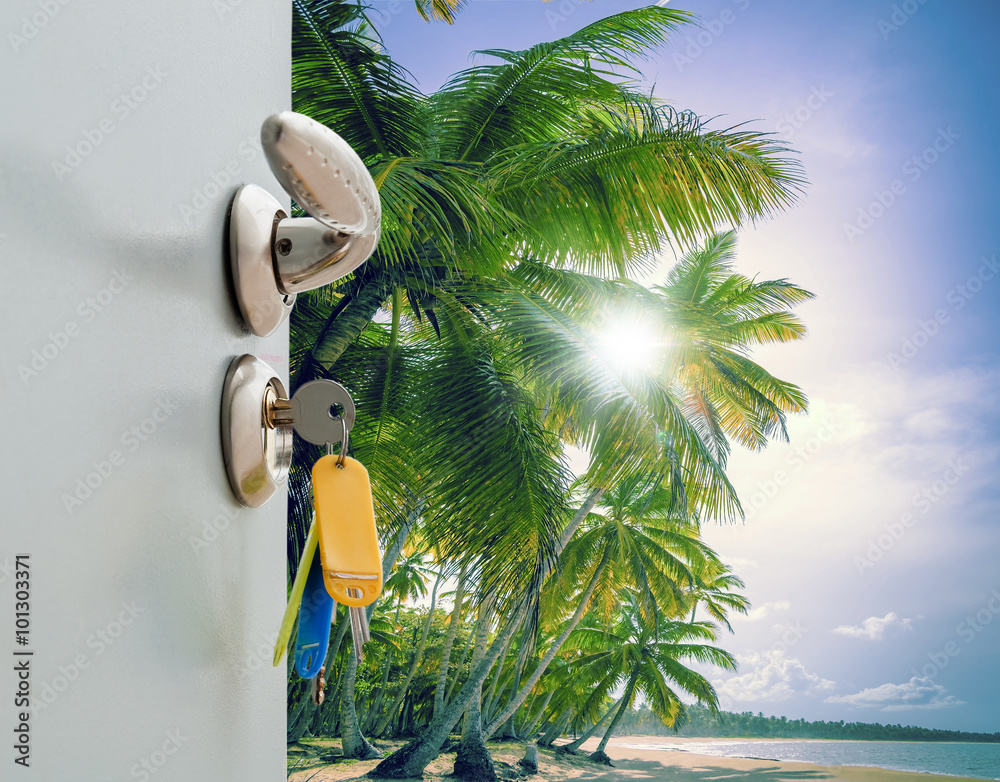 Fototapeta premium door open palm beach