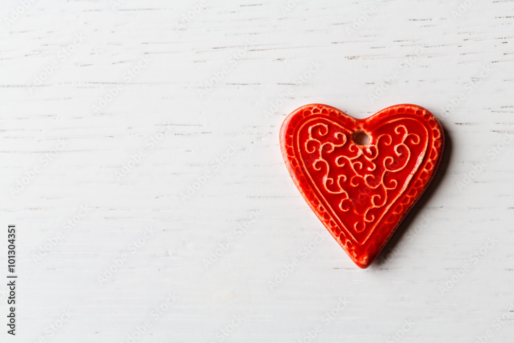 Obraz premium Red ceramic heart shaped decor