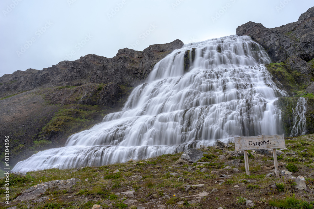 Fototapeta premium Scenic view of famous Dynjandi waterfall. Wesfjord, Iceland.