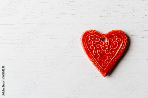 Red ceramic heart shaped decor