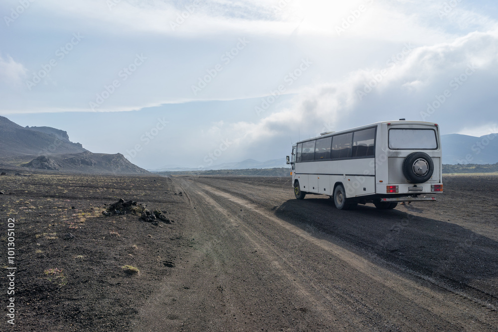 Mountain road to Landmannalaugar National Park. Iceland.