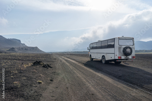 Mountain road to Landmannalaugar National Park. Iceland.