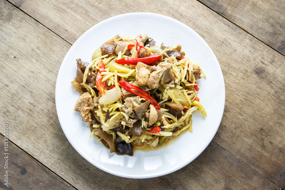 Stir fried Chicken with Ginger ,Thai food