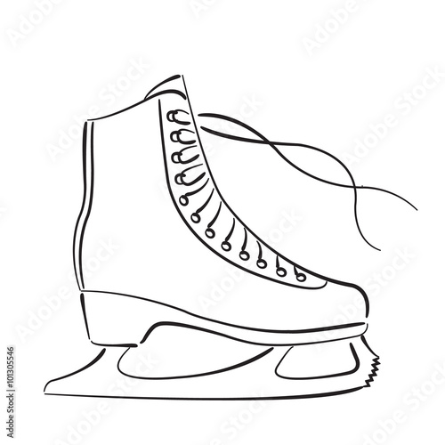 Elegant sketched ice skates isolated on white