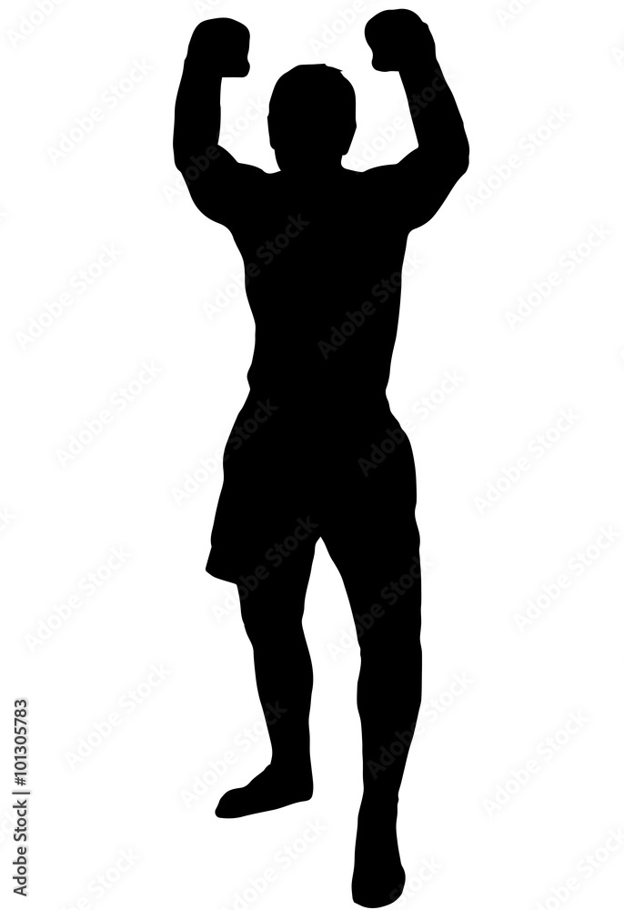 Kickboxer in guard stance Kickboxer in guard stance
