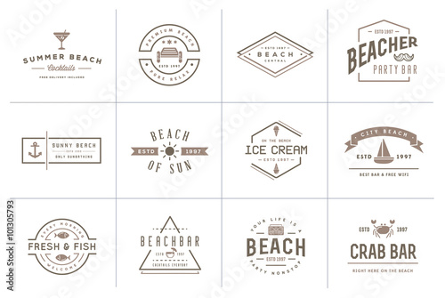 Set of Vector Beach Sea Bar Elements and Summer can be used as Logo or Icon in premium quality
