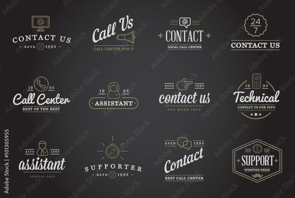 Set of Contact us Service Elements and Assistance Support can be used as Logo or Icon in premium quality Set of Contact us Service Elements and Assistance Support can be used as Logo or Icon in premium quality