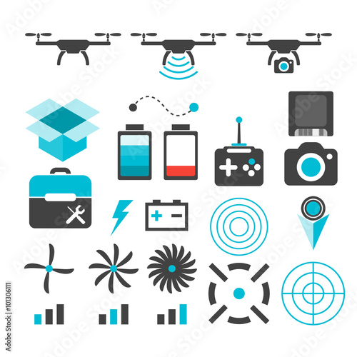 Drone camera isolated vector silhouette icon