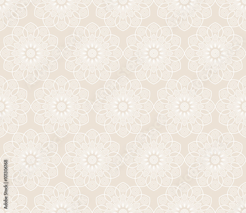 Abstract seamless pattern with round vintage ornaments. Outline