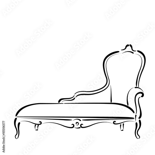 Sketched sofa couch daybed illustration.