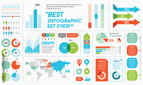 Infographics Elements and Objects Big Huge Set All Kinds of Infographic Modern for Business with Flat Design For Web, Print Booklets Brochures or Applications