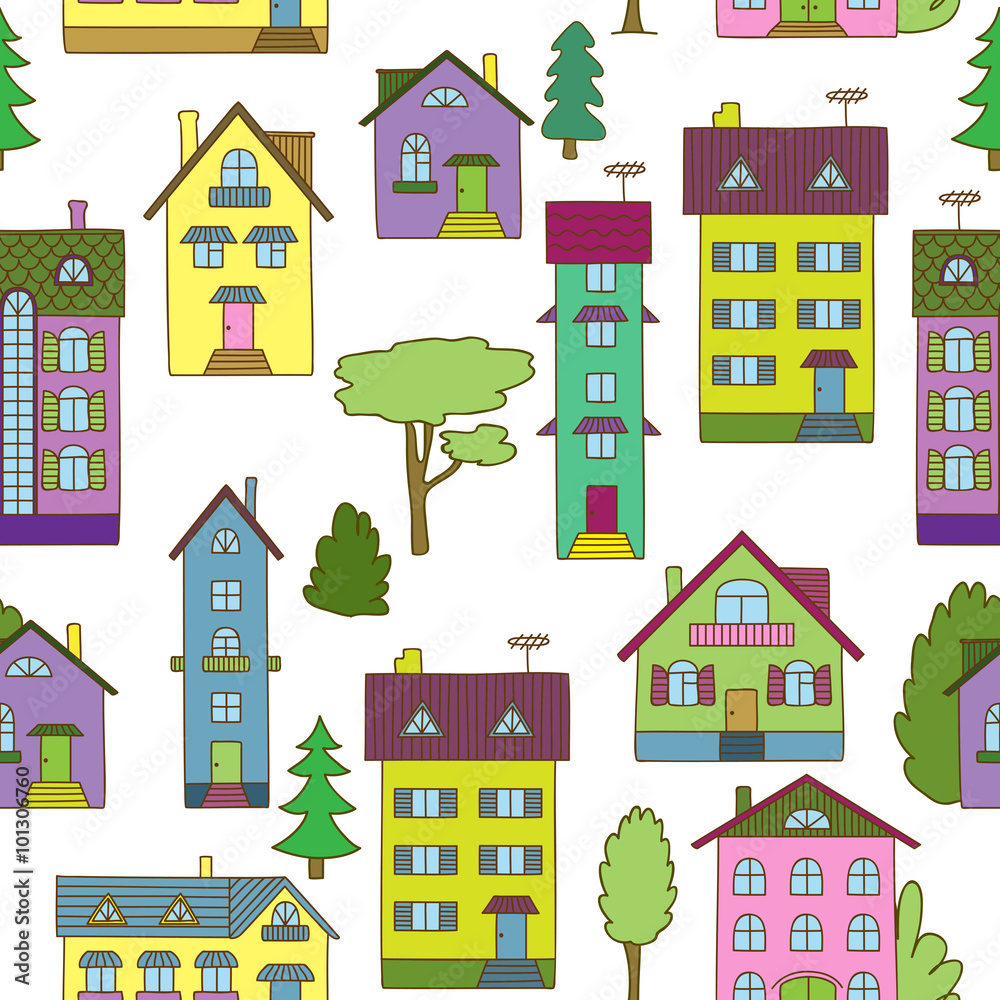 Background with colorful houses