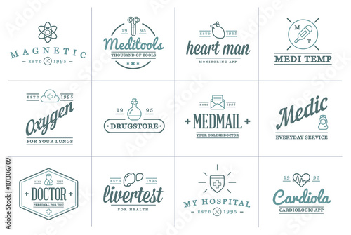 Medicine Health Vector Symbols Icons Can Be Used as Logotype Element or Icon, Illustration Ready for Print or Plotter Cut or Using as Logotype with High Quality