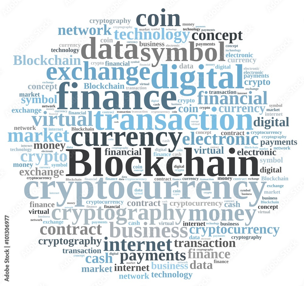 Words cloud with Blockchain.