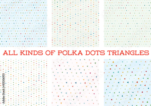 Polka Dot Triangle Colorful Design in Vector Background Set