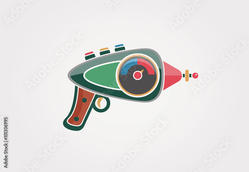 Ray gun cartoon. Supergun. Vector photo