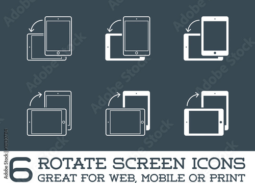 Rotate Smartphone or Cellular Phone or Tablet Icons Set in Vector