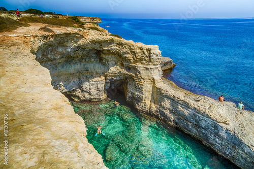 Stacks on the coast of Salento in Italy