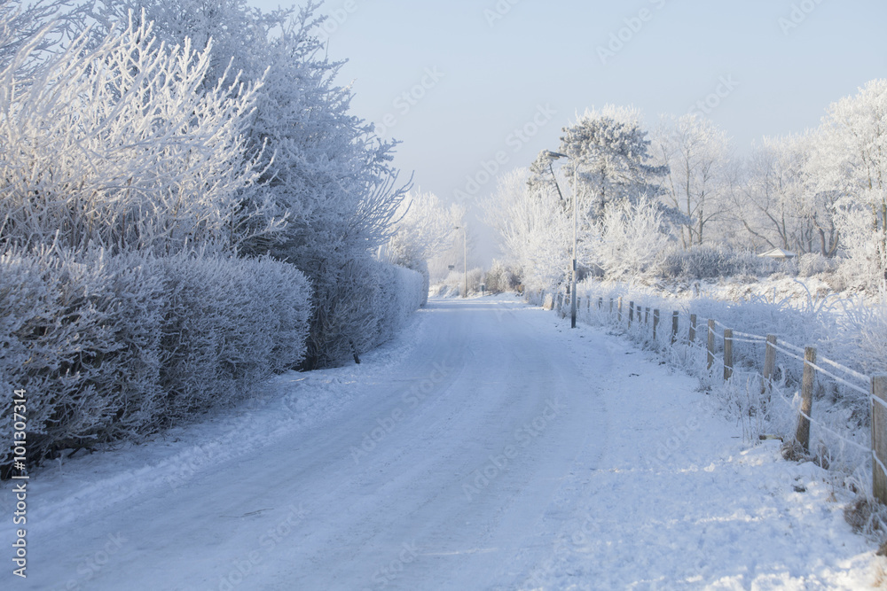 sneeuwpad in Egmond aan den Hoef sneeuwpad in Egmond aan den Hoef