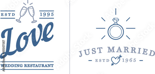 Set of Vector Wedding Love Elements Merry Me Illustration can be used as Logo or Icon in premium quality