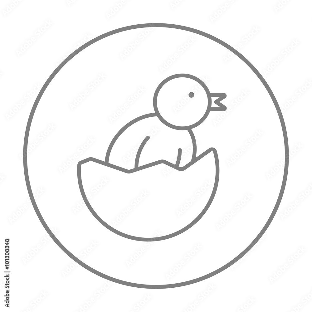 Chick peeking out of egg shell line icon. Chick peeking out of egg shell line icon.