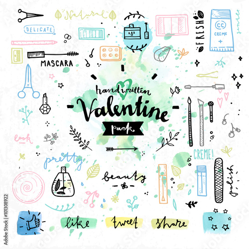 Beauty cosmetics Valentines day vector graphics
