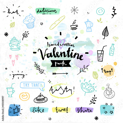 Sweets and cakes Valentines day vector graphics