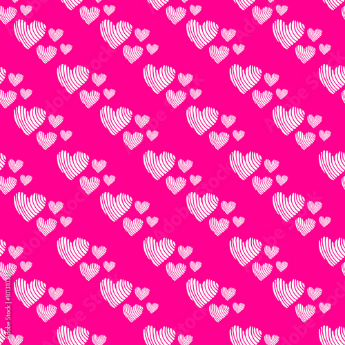 Valentine's day - seamless pattern with stripes hearts