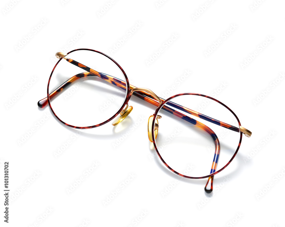 Round tortoise frame eyeglasses isolated on white background Round tortoise frame eyeglasses isolated on white background